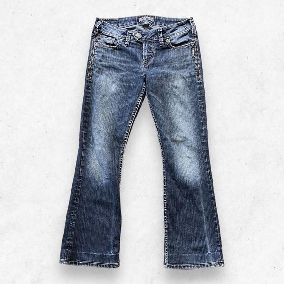 Silver Jeans Womens W29 L31 Tuesday Jeans Boot Low Rise Stretch Slim Embroidered - Picture 1 of 9